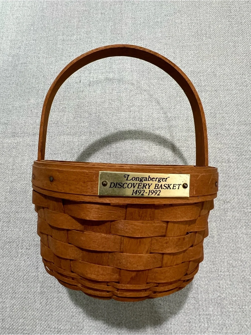 Vtg Longaberger Pair (2) Handwoven Basket with Brass Nameplates 1992